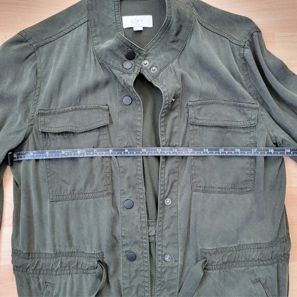 Loft Army Green Drawstring Utility Jacket Spring Casual Comfy | Size: XSmall - Picture 5 of 13